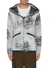 Moncler 'chardin' Mesh Panel Abstract Print Patchwork Hooded Jacket In Multi-colour
