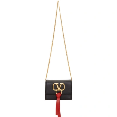 Valentino Garavani Vring Ribbon Leather Shoulder Bag In Black