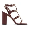 VALENTINO GARAVANI VALENTINO BURGUNDY VALENTINO GARAVANI ROCKSTUD CAGE SANDALS