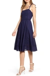 ANNE KLEIN EMBROIDERED FIT & FLARE DRESS,10724192