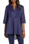 ANNE KLEIN ASYMMETRICAL HEM LINEN TUNIC TOP,10723548