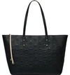 Mcm Klara Medium Monogrammed Leather Shopper Tote Bag In Black | Black