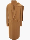 JW ANDERSON CAMEL DOUBLE FACE WOOL SCARF COAT,CO00919C21918513317849