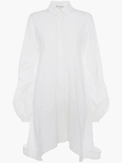 Jw Anderson Buttondown Puff Sleeve Dress In White