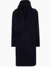 JW ANDERSON NAVY DOUBLE FACE WOOL SCARF COAT,CO01319A21988813317567