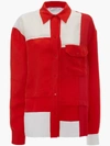 JW ANDERSON EXCLUSIVE PILLARBOX RED CONTRAST PANEL SHIRT,TP08719B82745513699903