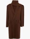 JW ANDERSON BROWN DOUBLE FACE WOOL SCARF COAT,CO01319A21960013317566