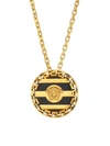 VERSACE Logo Engraved Medallion Pendant Necklace