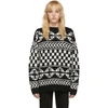 ALANUI ALANUI BLACK AND WHITE WOOL JACQUARD SWEATER