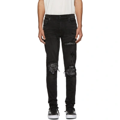 Amiri Mx1 Distressed Bandana Detail Slim Fit Jeans In Black