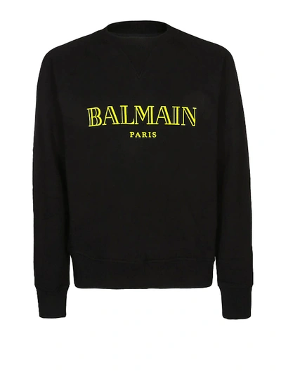 Balmain Logo Crew Neck Sweatshirt In Black