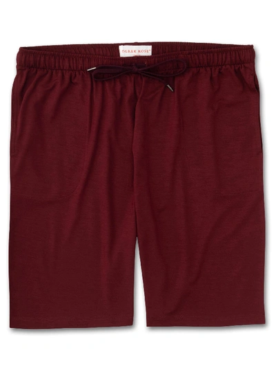 Derek Rose Basel Stretch Micro Modal Jersey Drawstring Shorts In Burgundy