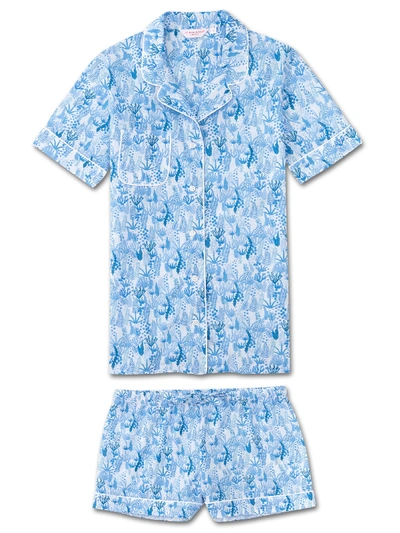 Derek Rose Coral Pyjama Set In Blue