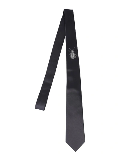 Alexander Mcqueen 4cm Logo-embroidered Silk-blend Faille Tie In Black