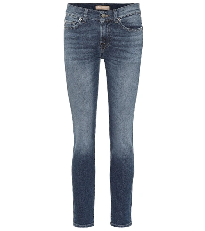 7 For All Mankind Roxanne Mid-rise Skinny Jeans In Blue