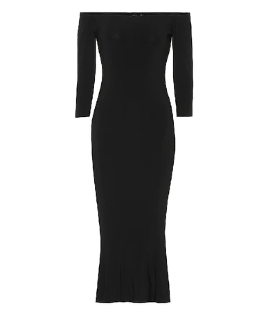 Norma Kamali Norma Kulture Off The Shoulder Fishtail Gown In Black