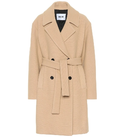 Msgm Wool-blend Coat In Beige