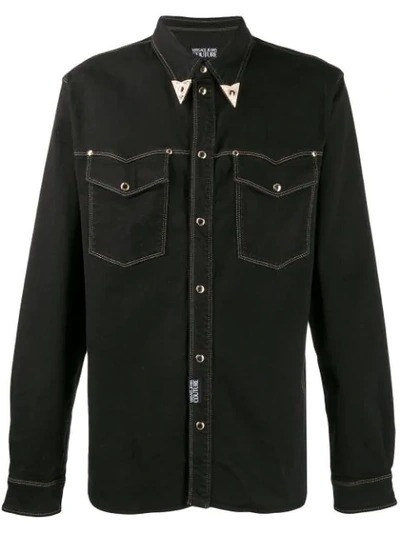 Versace Jeans Couture Men's Bull Stretch Denim Western Shirt In Black