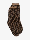 FENDI FENDI BROWN FF LOGO SOCKS,FXZ532A3OY14031311