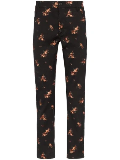 Ann Demeulemeester Winona Floral-embroidered Straight Cotton-blend Trousers In Black