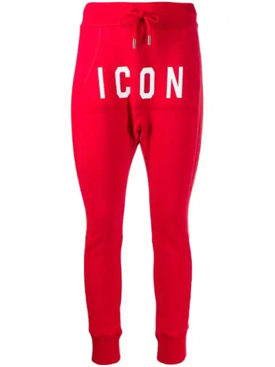 Dsquared2 Drawstring Track Pants In Red/white