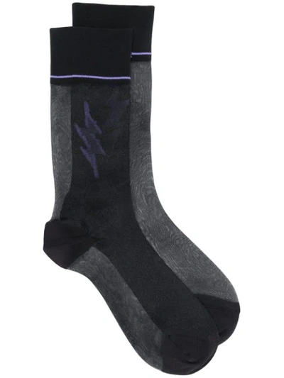 Prada Lightning Bolt Socks - 黑色 In Black