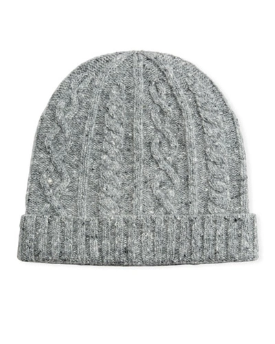 Brunello Cucinelli Men's Cabled Wool-cashmere Knit Beanie In Gray