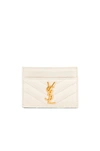 Saint Laurent Monogramme Quilted Credit Card Case In Crema Soft In Crema Soft