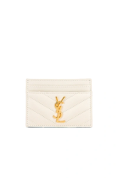 Saint Laurent Monogramme Quilted Credit Card Case In Crema Soft