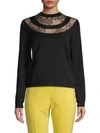 VALENTINO Lace-Yoke Sweater