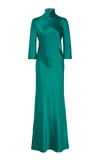 GALVAN MARGOT SILK-SATIN TURTLENECK GOWN,758554