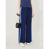 Diane Von Furstenberg Ellington Side-striped High-rise Silk Trousers In New Navy/baja Blue