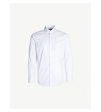 Canali Striped Regular-fit Cotton Shirt In Lt Blue