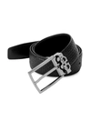 Ferragamo Men's Gancini Reversible Embossed/smooth Leather Belt In Black