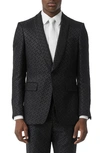 BURBERRY MONOGRAM JACQUARD SHAWL COLLAR WOOL & SILK BLEND SUIT JACKET,8014544