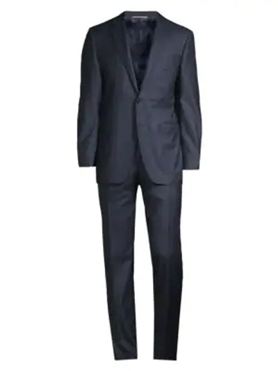Canali Modern-fit Glencheck Wool Suit In Blue
