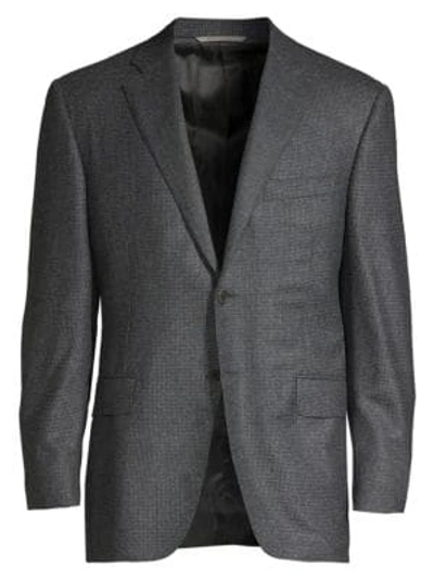 Canali Classic-fit Textured Wool Jacket In Grey