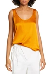 VINCE SCOOP NECK SILK SATIN TANK,V591112179