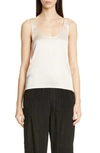 VINCE SCOOP NECK SILK SATIN TANK,V591112179