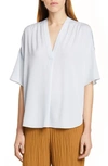 VINCE V-NECK STRETCH SILK TOP,V591712175