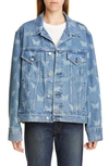 SANDY LIANG MORPHO BUTTERFLY PRINT DENIM JACKET,SL-PF19-OW3