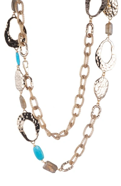 Alexis Bittar Hammered Link & Mesh Chain Necklace In Two Tone