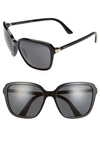 Prada Pillow 58mm Square Sunglasses In Black/ Black Solid