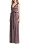 JENNY PACKHAM STRETCH CHARMEUSE WRAP GOWN,JP1026