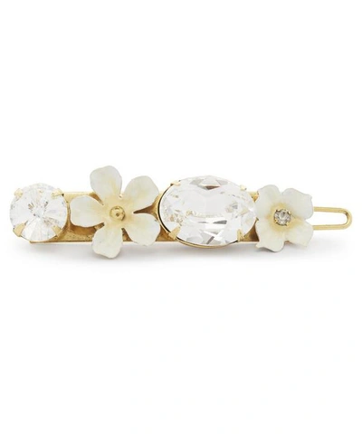 Jennifer Behr Lucy Floral Crystal Barrette Hair Clip In Yellow