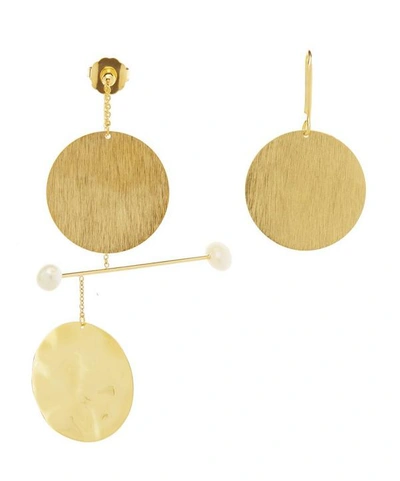 Anissa Kermiche Gold-plated Asymmetric Pearl Mobile Drop Earrings