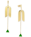 KATE SPADE KATE SPADE NEW YORK GOLD-TONE GREEN STONE LINEAR PENDULUM EARRINGS