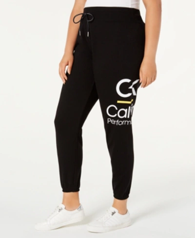 Calvin Klein Performance Plus Size Logo Joggers In Black