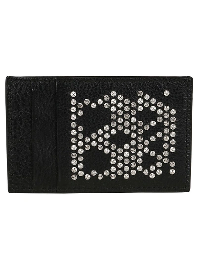 Alexander Mcqueen Studded Skull Leather Card Holder In Black