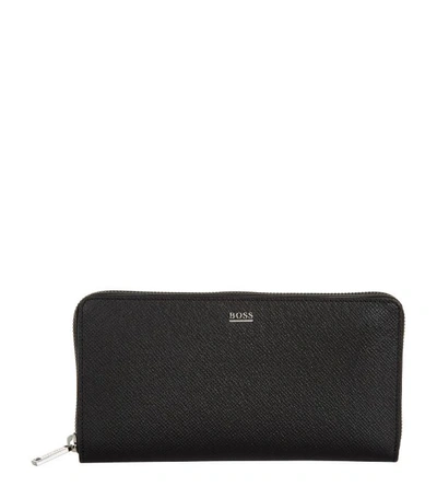Hugo Boss Signature Cross-grain Leather Billfold Wallet In Black